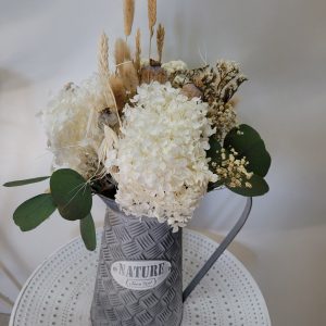 Jarra zinc hortensia blanca